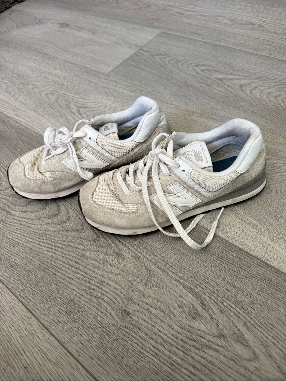 New Balance White Mesh and Leather Sneakers